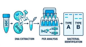 질염 및 성병의 PCR 진단 과정을 설명하는 다이어그램