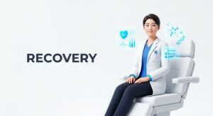 치료 후 회복과 평온함을 상징하는 여성의 모습