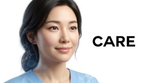 여성 환자가 편안하게 회복하는 모습과 케어 컨셉